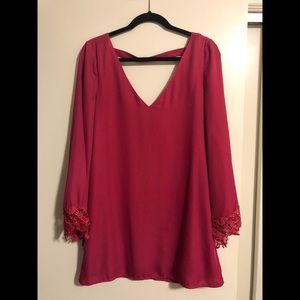 Dark pink long sleeved dress